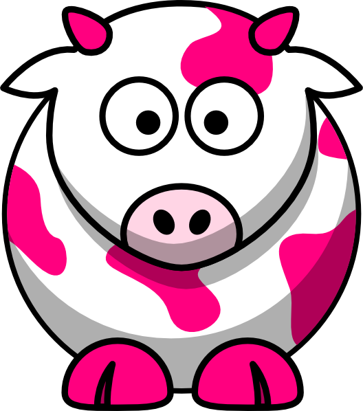 Pink Cow Clip Art - Draw Cartoon Cow (528x598)