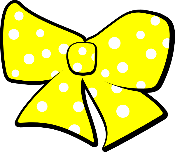 Bow With Polka Dots Clip Art - Yellow Polka Dot Bow (600x524)