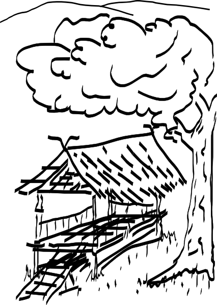 Hut Black And White Clipart - Hermits Have No Peer Pressure (426x598)