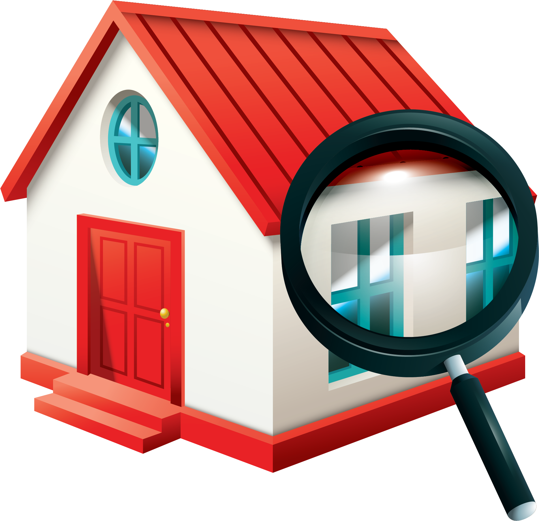 House Being Seen By Magnifying Glass - House (2480x2480)