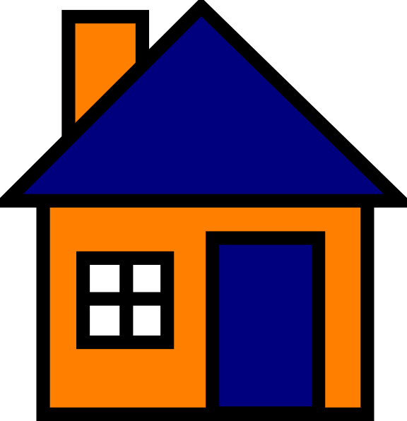 Orange And Blue House Clip Art - Orange And Blue House (576x596)