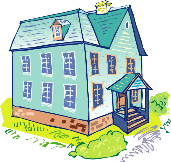 Clip Art Blue House (600x567)