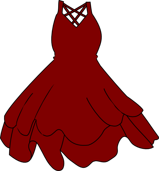 Burgandy Dress Clip Art At Clker - Clip Art Red Dress (552x595)