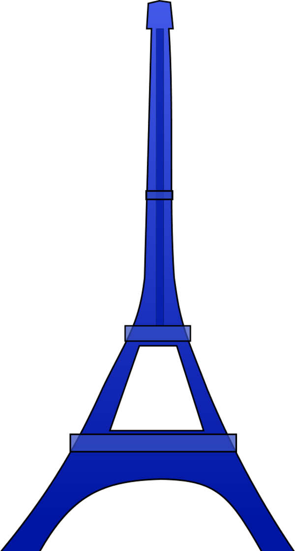 Vector Clip Art - Blue Eiffel Tower Clipart (600x1121)
