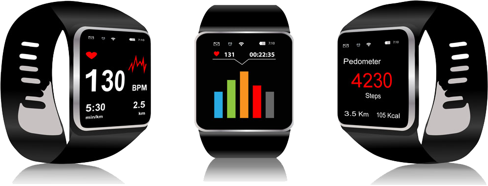 Apple Watch Series 2 Smartwatch Stock Illustration - Wearable Health Monitoring Devices (1000x413)