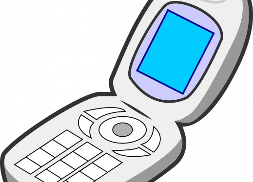 Drawing Of A Flip Phone - Non Living Things Clipart (519x374)
