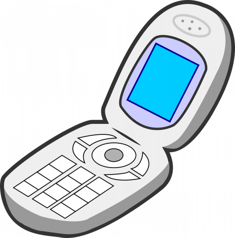 Drawing Of A Flip Phone - Non Living Things Clipart (475x480)