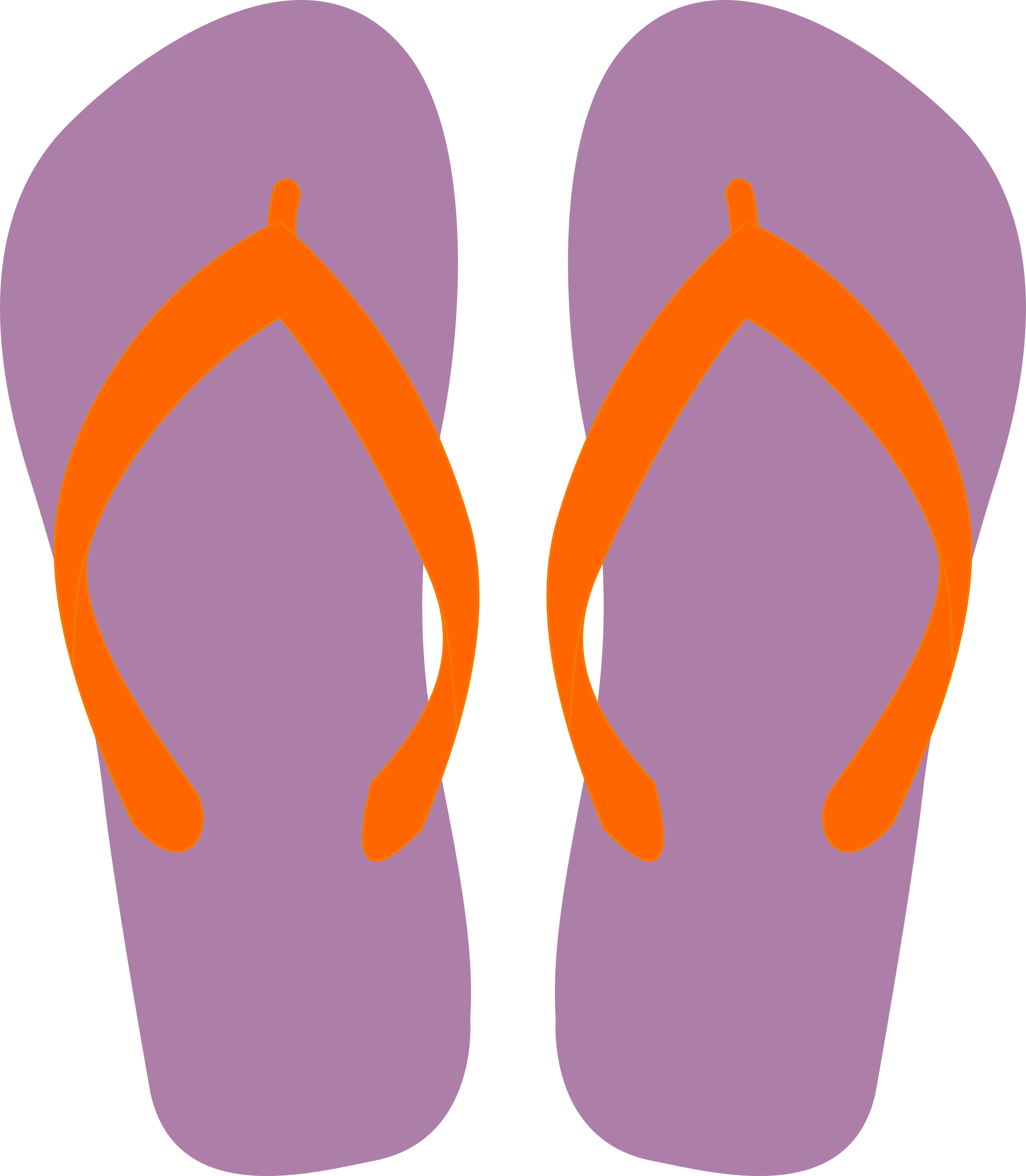 Clipart Flipflops - Purple Flip Flops Png (2095x2400)