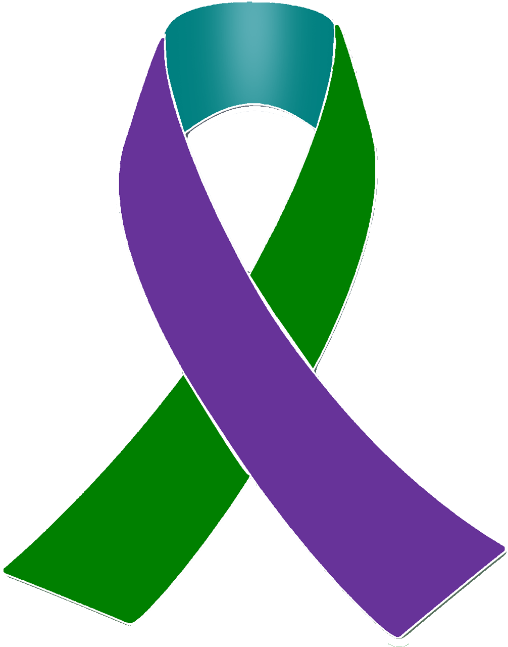 Purple, Teal And Green Awareness Ribbon - Purple, Teal And Green Awareness Ribbon (1100x1393)