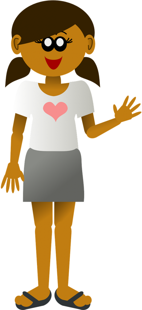 Cartoon Girl Waving Png (500x1000)