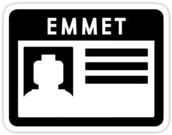 "emmet Nametag " Stickers By Cattocc - Emmet Lego Name Tag (375x360)