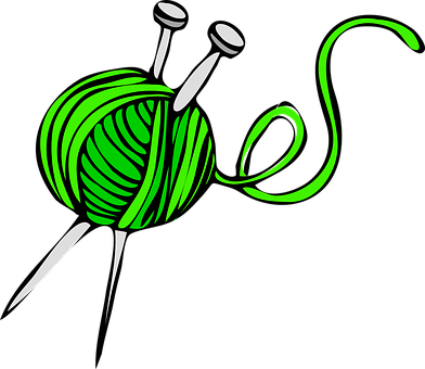 Knitting, Yarn, Needles, Ball, Green - Yarn Clip Art (392x340)