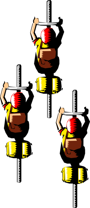 Vector Illustration Of Three Mountain Bike Rider Cyclists - Illustration (305x700)