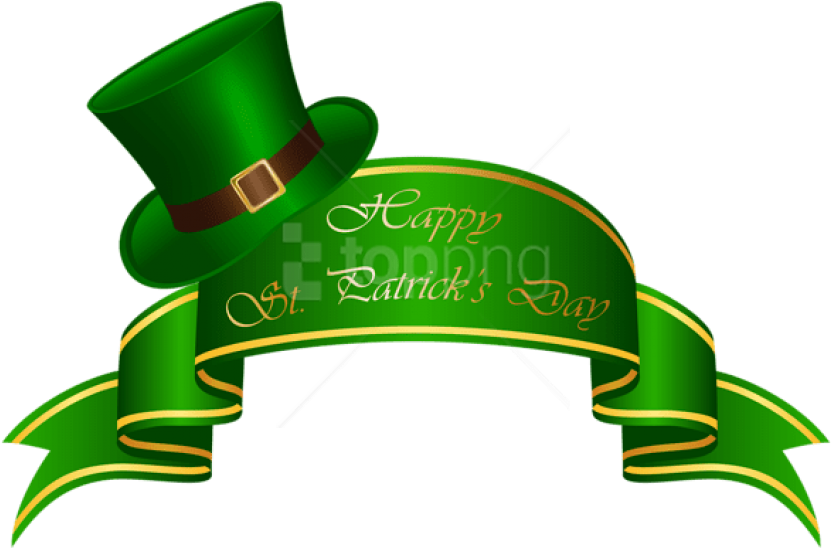 Free Png Download St Patricks Day Banner And Hat Transparent - Happy St Patrick's Day Printable Decorations (850x561)