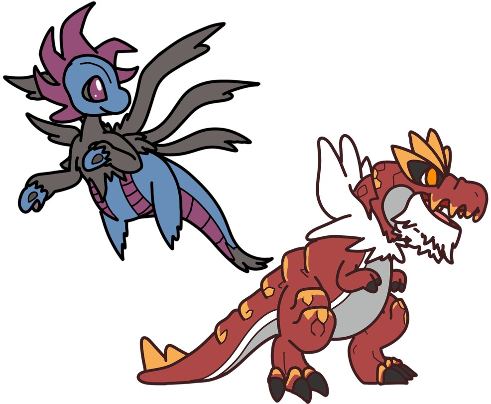 A Hydra And A Dinosaur By Supercyborgdino - Cartoon (986x810)