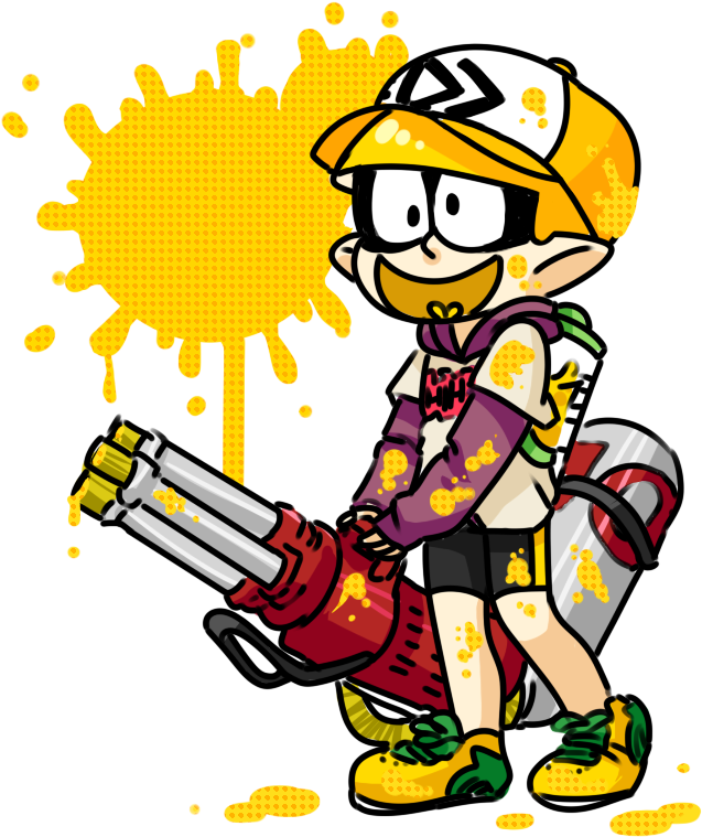 The Newest Splatoon Weapon, The Hydra Splatling, Looks - Cartoon (727x796)