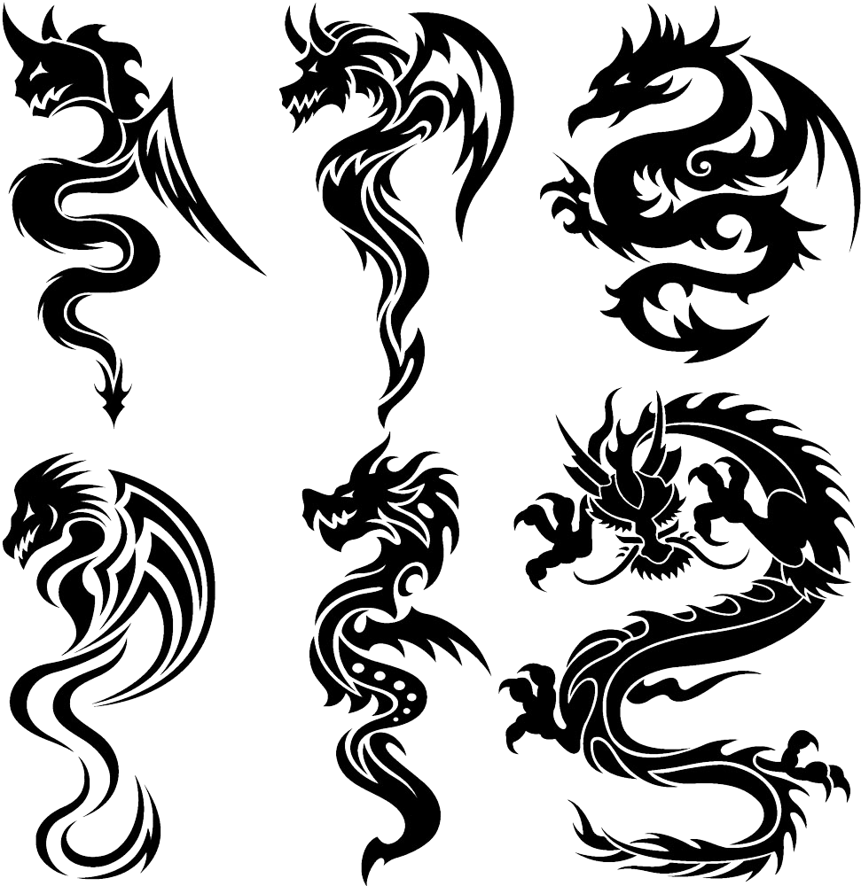 Tattoo Vector Tribe Chinese Dragon Free Clipart Hd - Tatuagem De Dragao Simples (990x1000)