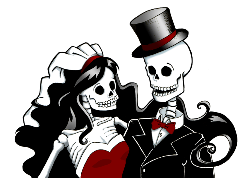 Pin Bride And Groom Images Clip Art - Till Death Do Us Part Skeleton (800x594)