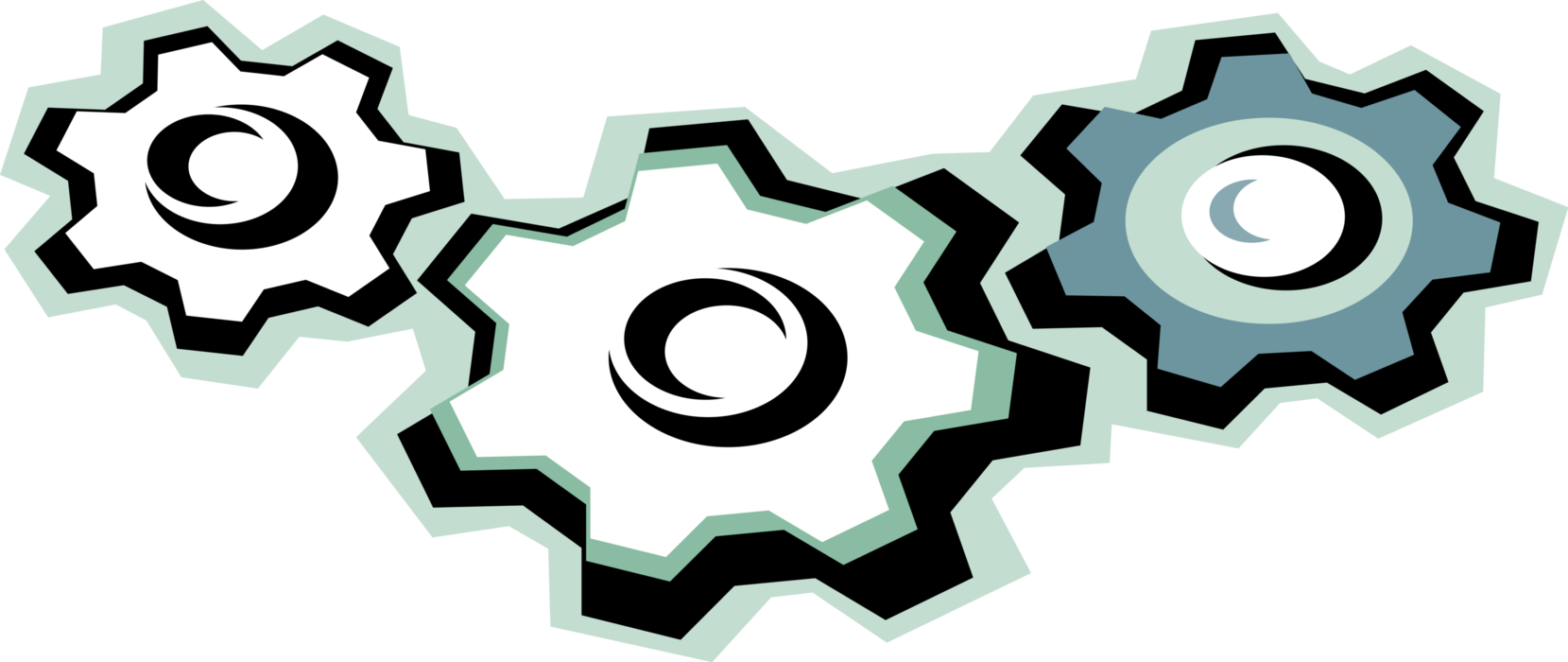 Cogwheel Rotating Vector Image Illustration Of Mechanism - Graphic Design (1659x700)