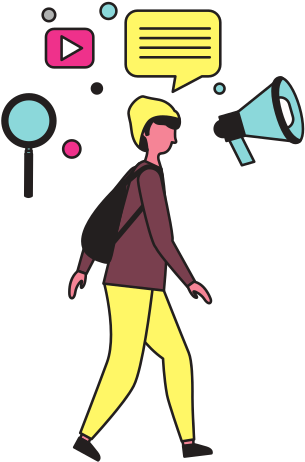 Man Using Mobile And Social Media Icons - Social Media Image Man (550x550)