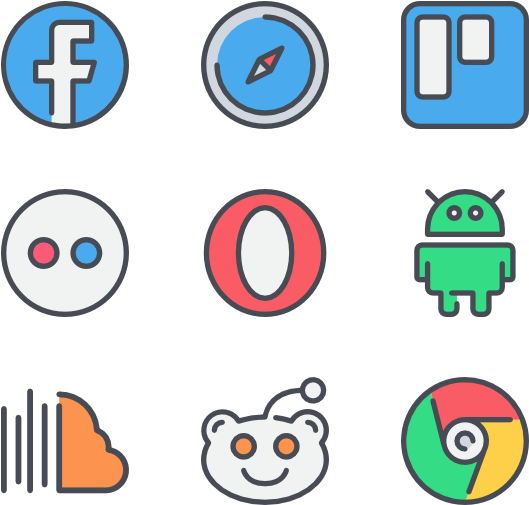 Flat Social Media Icons - Social Media Flat Icon Png (600x564)