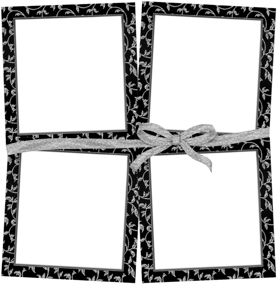 Karenphoto 4 Frames Black Silver Bow By Karenphoto70 - 4 Photo Frame Png (1024x999)