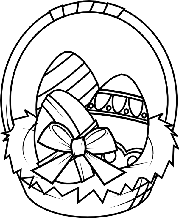Dibujo De Unos Huevos De Pascua En Una Cesta - Dibujos De Huevos De Pascua (600x880)
