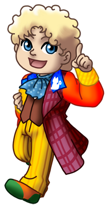Chibi 6th Doctor V1 By Twinenigma On Deviantart - Cartoon (300x455)