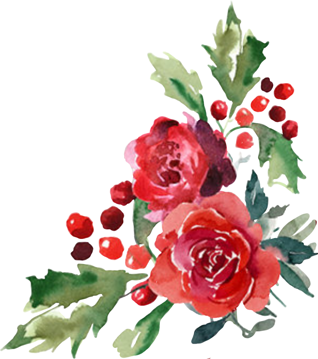 Flower Flor Flores Cornerdesign Christmas Ⓒ - Corner Flowers Png Watercolor (1024x1157)