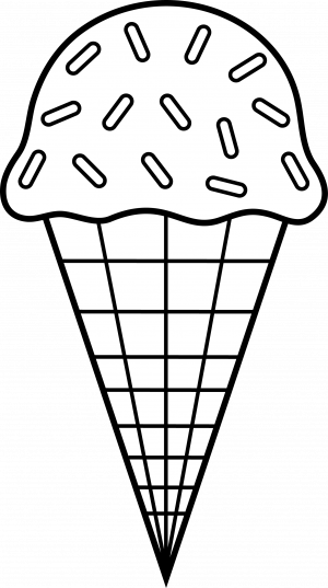 Ice Cream Coloring Clip Art - Ice Cream Black And White (300x537)