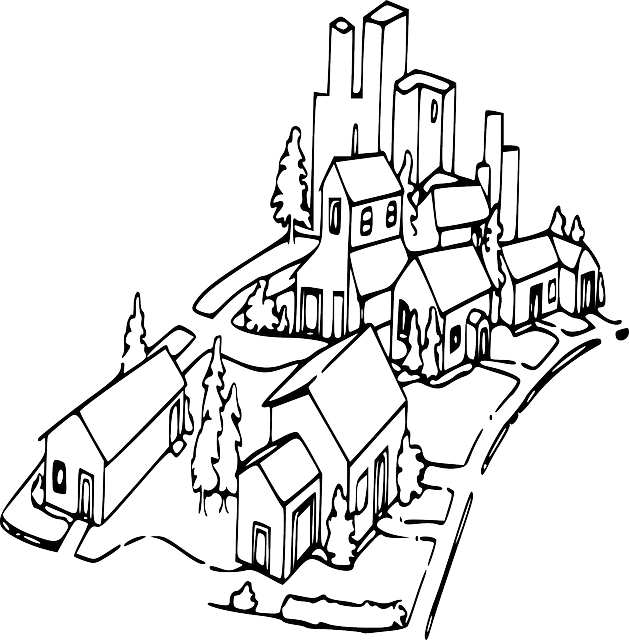 Free Vector Graphic Neighborhood Homes Community - Neighborhood Clipart Black And White (629x640)
