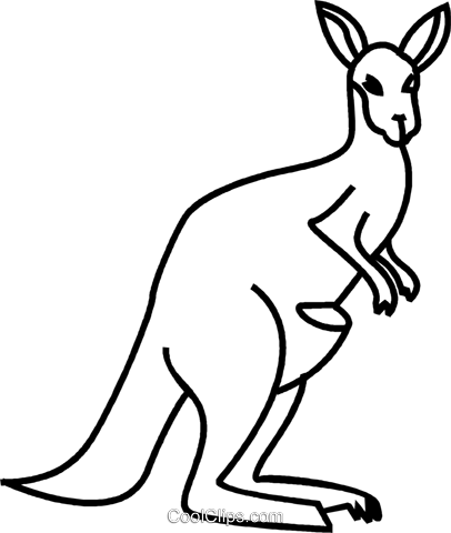 Känguru Vektor Clipart Bild - Känguru Clipart Schwarz Weiß (406x480)