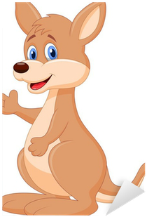 Sevimli Kanguru Karikatür Sallayarak Eli Çıkartması - Cute Cartoon Kangaroo (400x400)