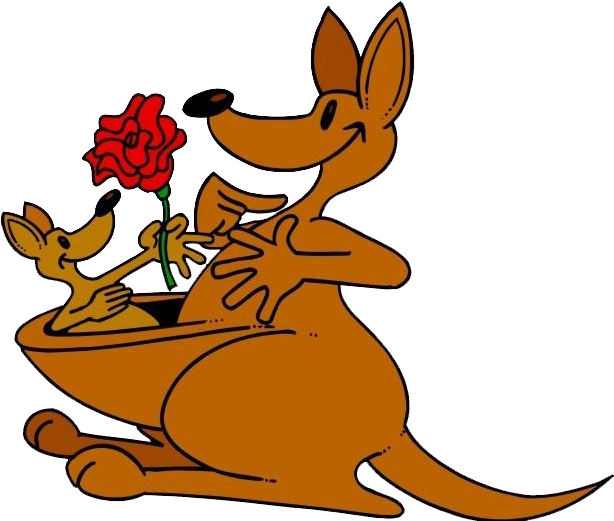 Cartoon Mother And Baby Ⓒ - Кенгуру Мультяшные (613x552)