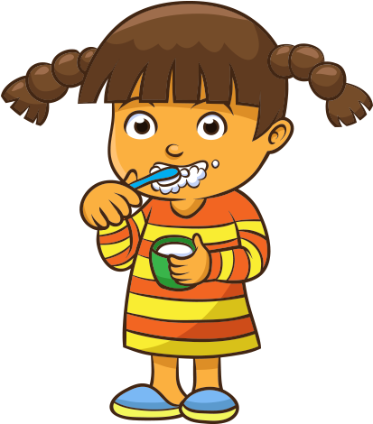 Clipart Dişini Fırçalayan Çocuk - Daily Activities Child Drawing (462x527)