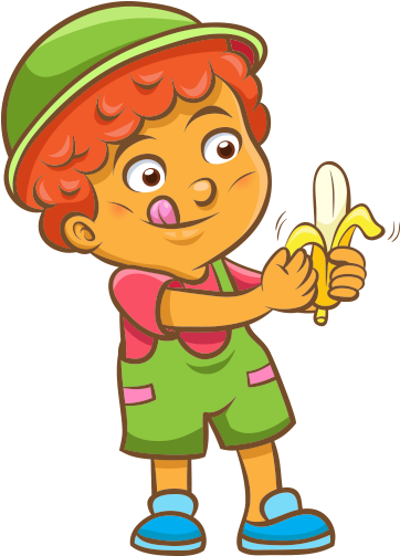 Clipart Muz Soyan Erkek Çocuk - 吃 香蕉 卡通 (462x527)