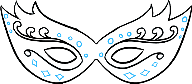 How To Draw Mardi Gras Mask - Mardi Gras Mask Drawing (616x270)