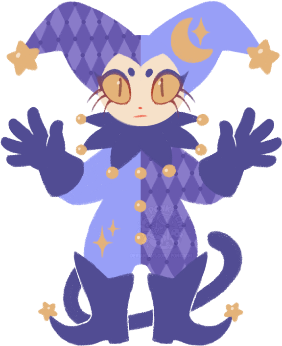 Cat Jester By Ponkochi - Cartoon (600x734)