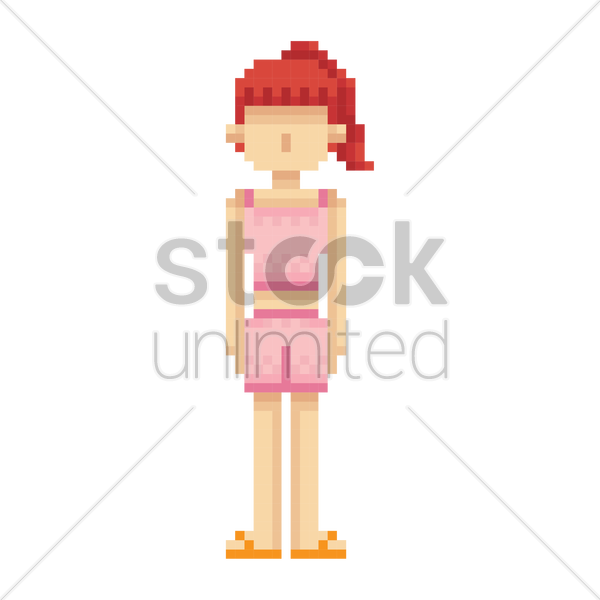 Pixel Art Woman Vector Image Stockunlimited Graphic - Letter A In Candle Design (600x600)