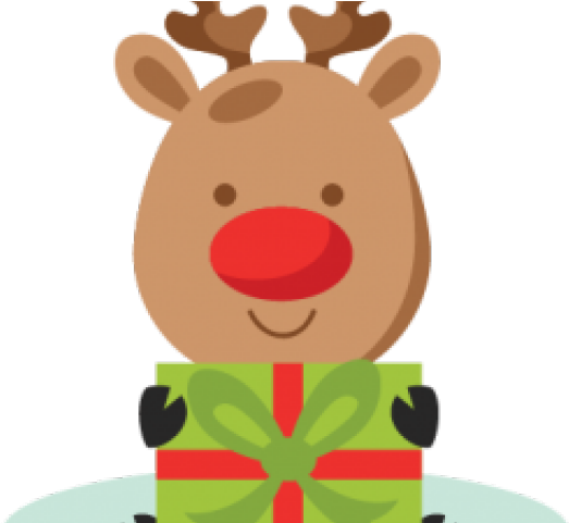 Reindeer Clipart Present - Cartoon (640x480)