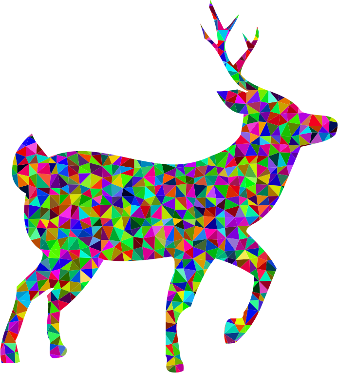 Clipart Prismatic Low Poly Deer - Rudolph Head Black And White Clipart (694x765)