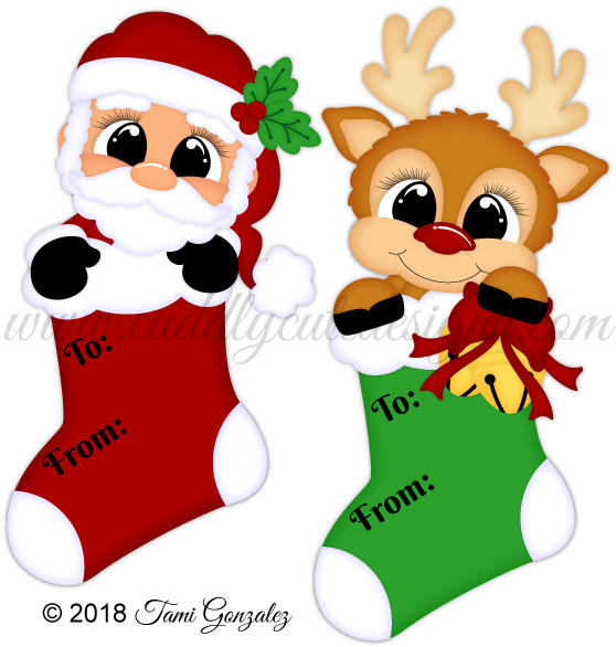 Santa & Reindeer - Cartoon (600x600)