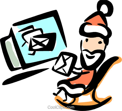 Santa Reading His Mail Royalty Free Vector Clip Art - Santa Reading His Mail Royalty Free Vector Clip Art (480x439)