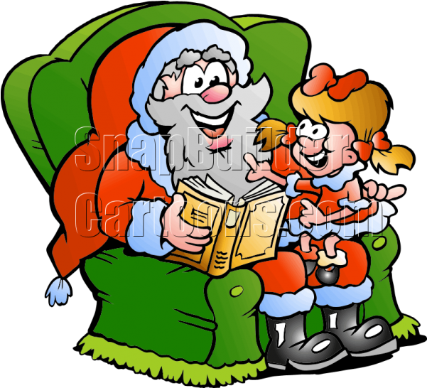 Christmas Santa Little Girl Mascot Logo - Little Girl With Santa Drawing (600x600)