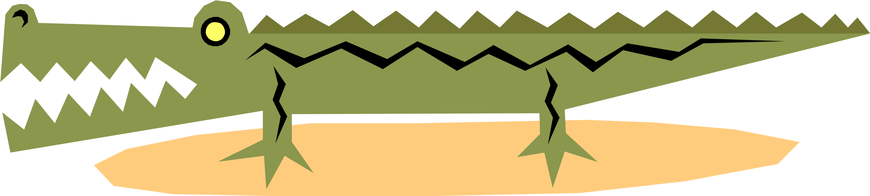 Vector Illustration Of Alligator Tropical Aquatic Reptile - Vector Illustration Of Alligator Tropical Aquatic Reptile (3024x700)