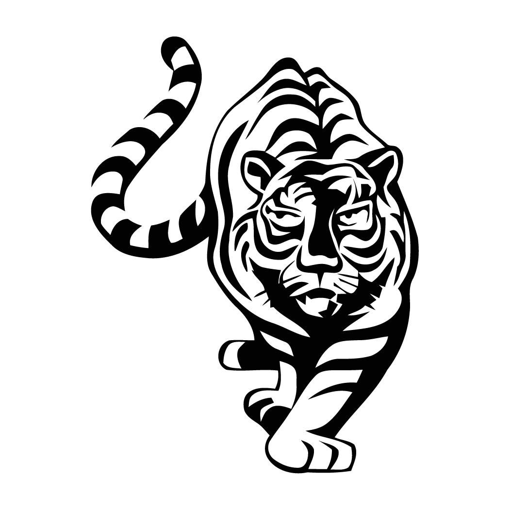 Tiger Decal Style - Tiger Walking Clip Art (1051x1051)