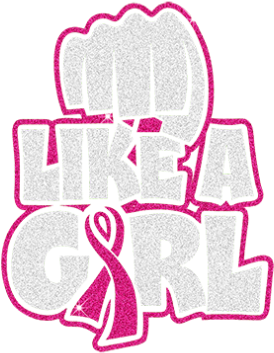 Fight Like A Girl, Ribbon Motif Design With Glitter - Fight Like A Girl, Ribbon Motif Design With Glitter (415x415)