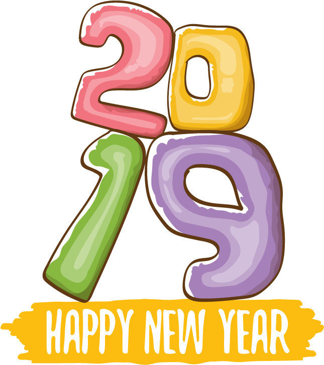 2019 Happy New Year 11 Vector - Transparent Art Poster Happy New Year 2019 (800x845)
