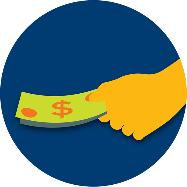 A Hand Holding A Series Of Dollar Bills - Circle (637x637)