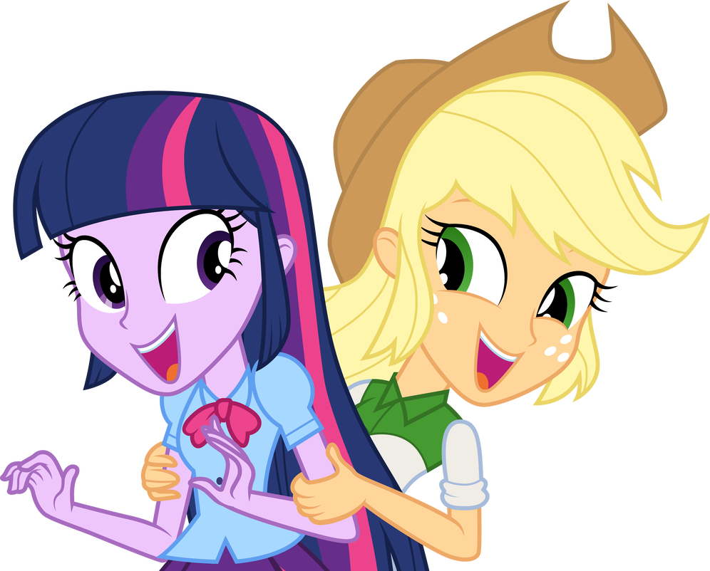 Applejack And Twilight Sparkle By Cloudyglow - Applejack And Twilight Equestria Girl (996x802)